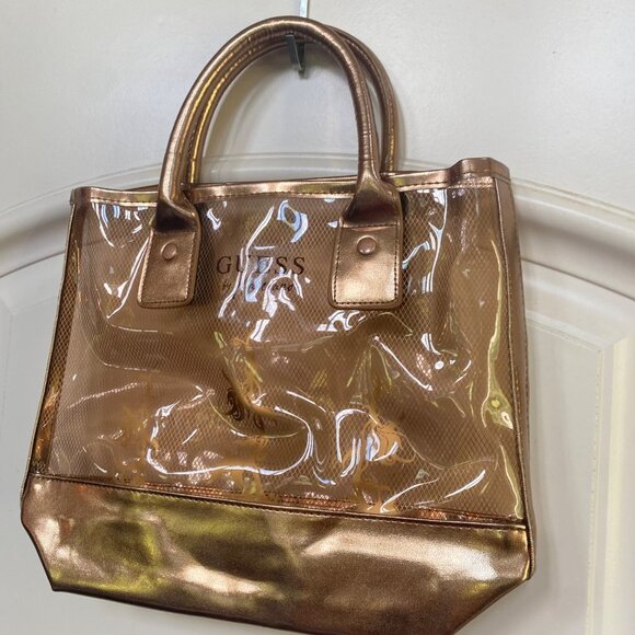 Guess By Marciano Tote Clear Mini Bronze Small Handbag Designer Purse 90s Y2k - Picture 5 of 12